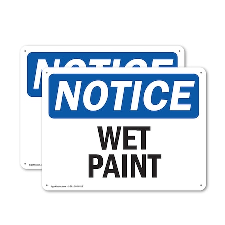 Signmission Wet Paint, 18 in W x Rectangle, Plastic OS-2PACK-NS-P-1218-L-19034